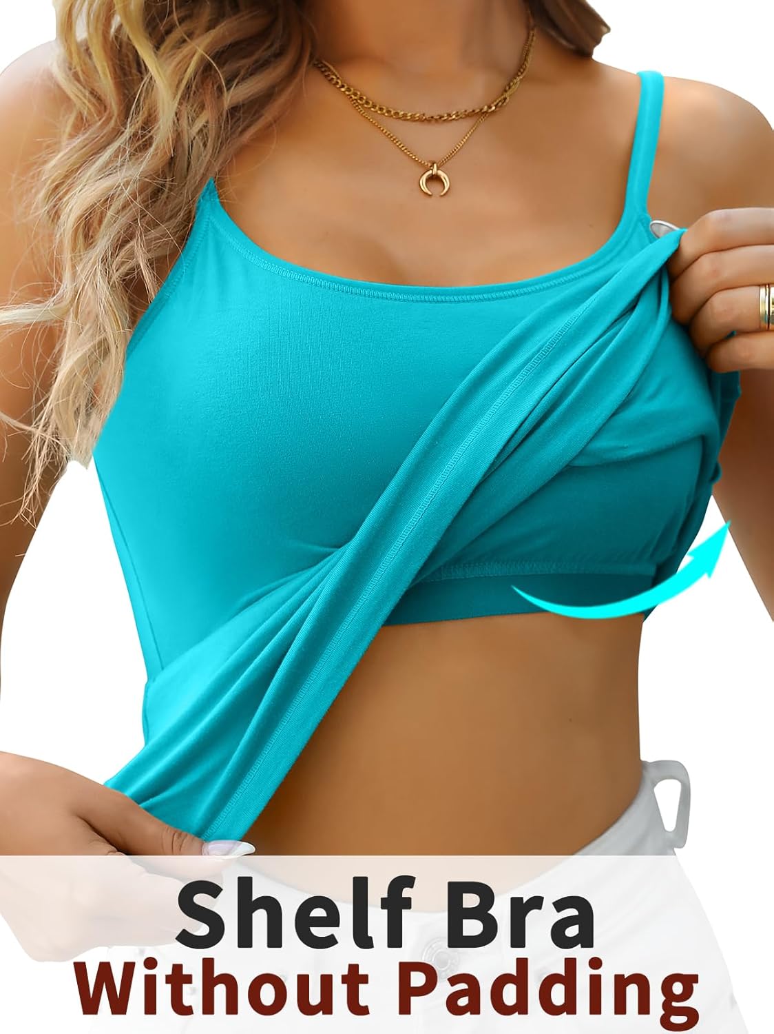 V FOR CITY Cotton Shelf Bra Camisole Tops for Women Adjustable Spaghetti Strap Tank Top Summer Cami Shirt 3 Pack - Image 3