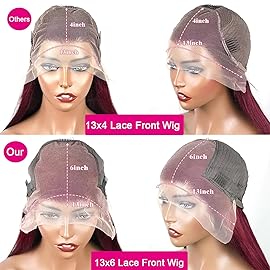QZOQZO 32 Inch 99J Burgundy Lace Front Wigs Human Hair 13x6 HD Transparent Body Wave Lace Front Wig Pre Plucked 180% Density 99J Burgundy Red Wine Glueless Reddish Brown Human Hair Wigs for Women