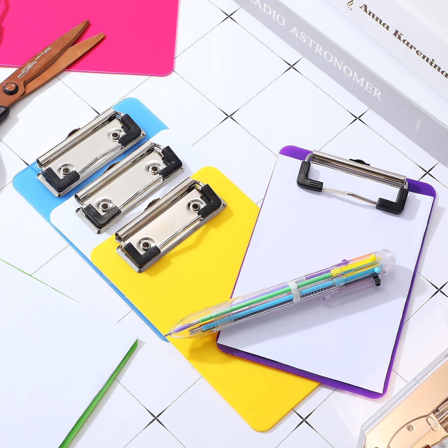 60 Pack Bulk Mini Clipboards 4 x 6 Inch Memo Small Clipboards Colorful Plastic Check Presenters for Restaurants Pocket Small Notepads Receipts Tickets for Office Cafe Shopping List