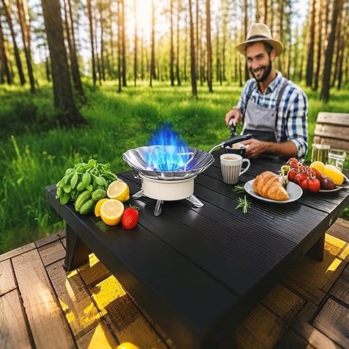 Miniatura 2 de Estufa de camping resistente al viento con encendido piezoeléctrico, estufa de gas portátil para camping, estufa de campamento de mochilero para