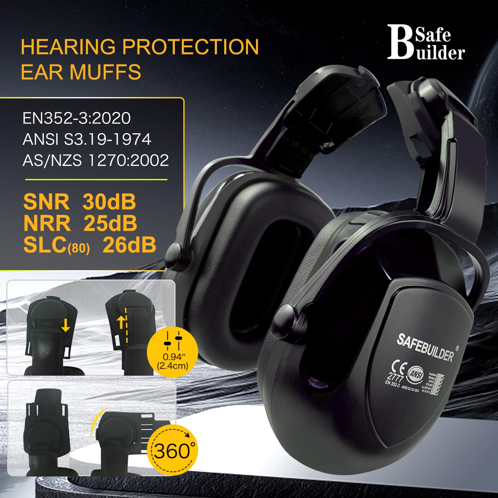 SAFEBUILDER Casco de seguridad industrial con visera para las orejas, casco duro con visera ventilada, protección de la cabeza para trabajo de construcción, ANSI
