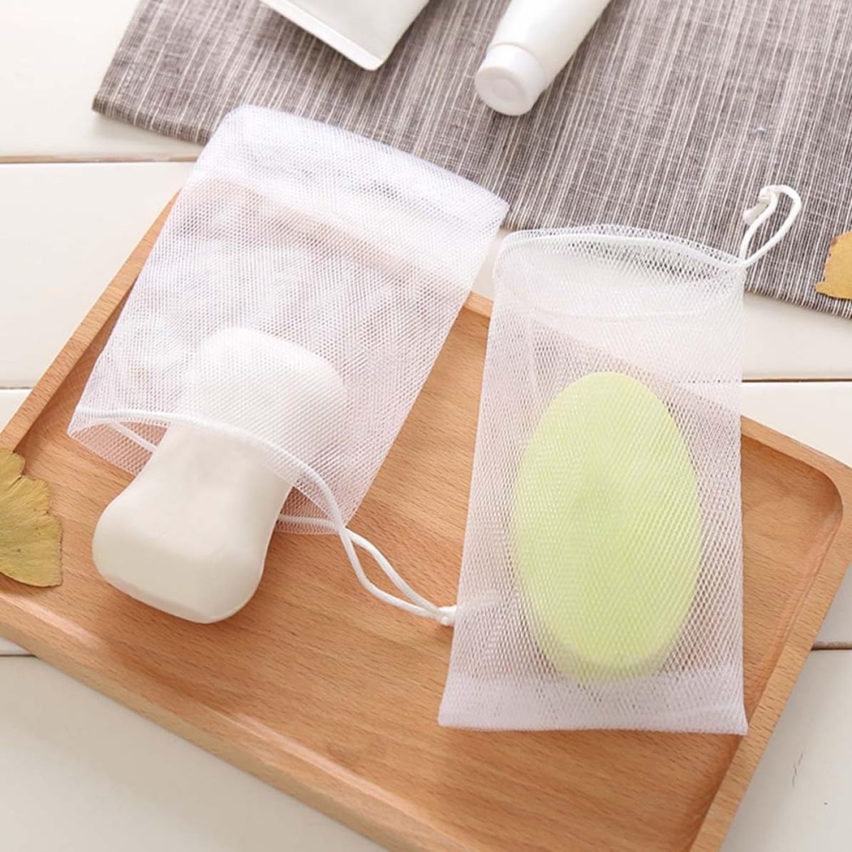 Foaming Mesh Soap Pouch Yarn for Face Cleansing 10pcs