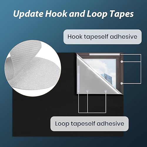 Miniatura 3 de Cortinas opacas portátiles de 70 x 57 pulgadas, sin taladro, pantalla ciega autoadhesiva para ventana, dormitorio, guardería, sala de cine,