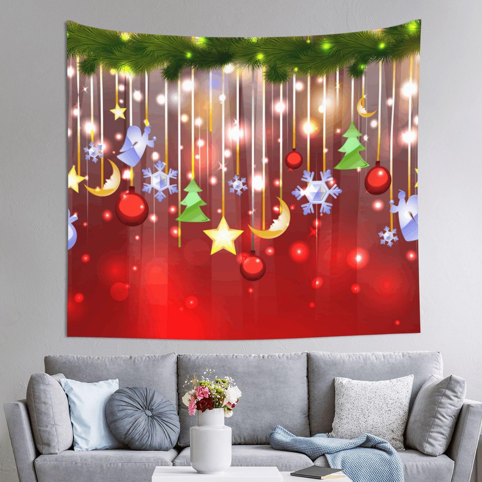 WKSGDSG Decoration Tapestry Wall Hanging For Bedroom, Merry Christmas, 152x130cm Dorm Decor, Lightweight Easy Hang Wall Art For Living Room, Aesthetic Tapestries For Outdoor, Ceiling, Doorway, Camping