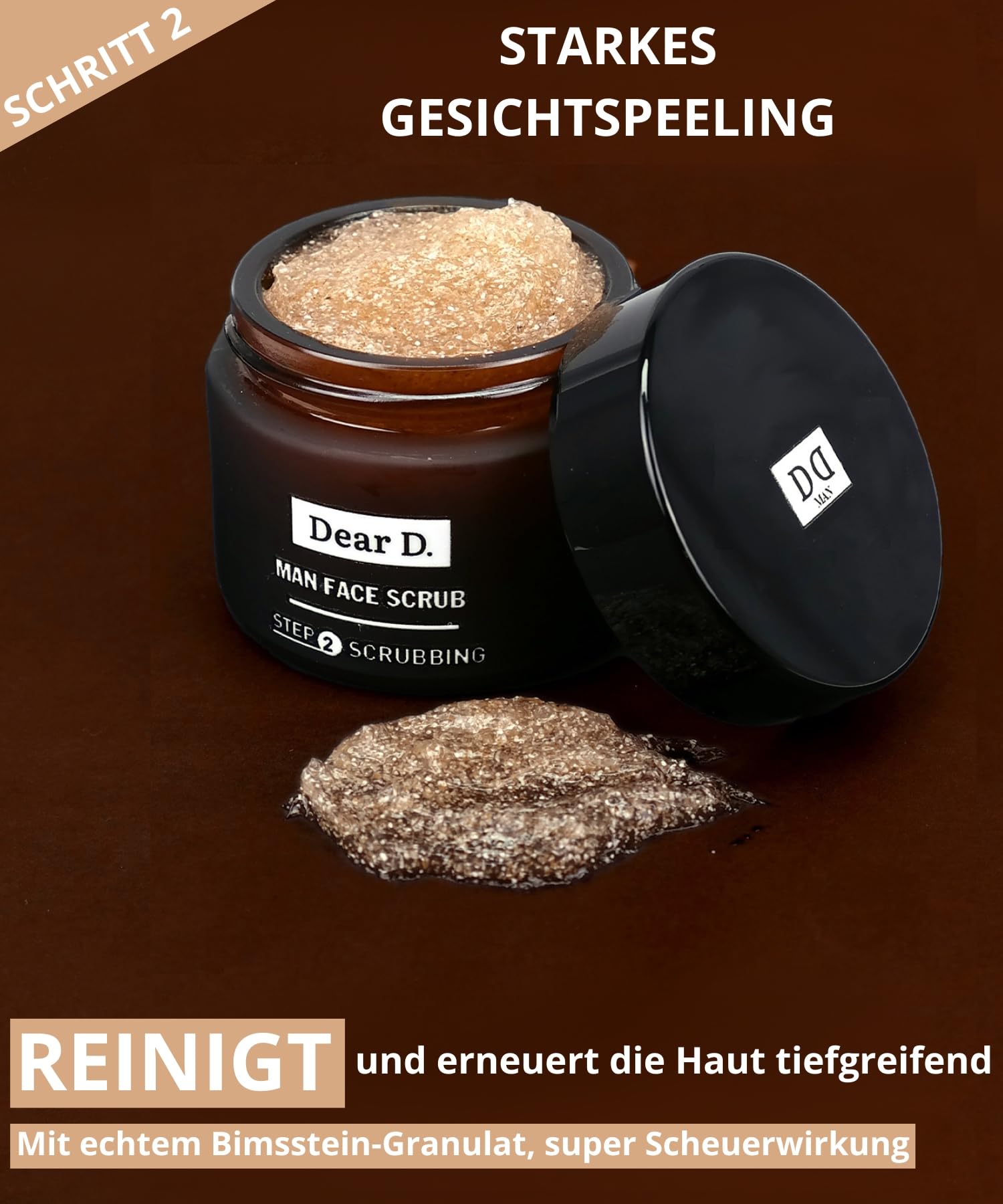 Dear D. Box Kit Hautpflege für das Superior-Gesicht | 4-Schritte-Routine mit Gesichtswäsche, Gesichtspeeling, Feuchtigkeitscreme, Augenkonturcreme | Set Hautcremes für Männer Made In Italy