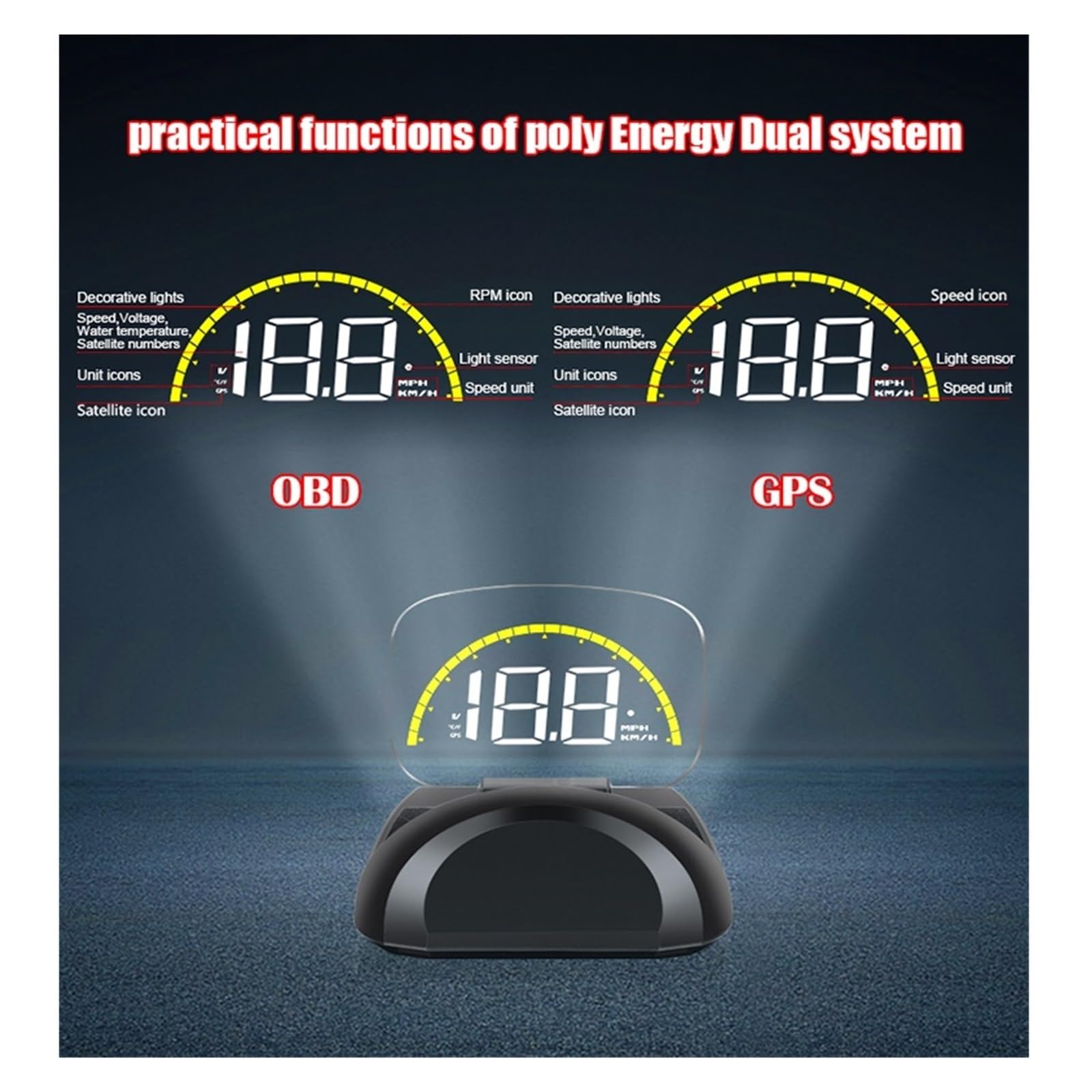GPS OBD HUD Head Up Display For Coches Velocímetro Digital Parabrisas Proyector Indicador De Velocidad(C700S)
