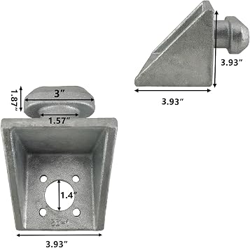 Triangular Shipping Container Side Twist Lock Tie Down Anchor, 4 Pack | Galvanized Carbon Steel, For Various Container Types, Including Sea Harbor Freighter And Rail Standard Container