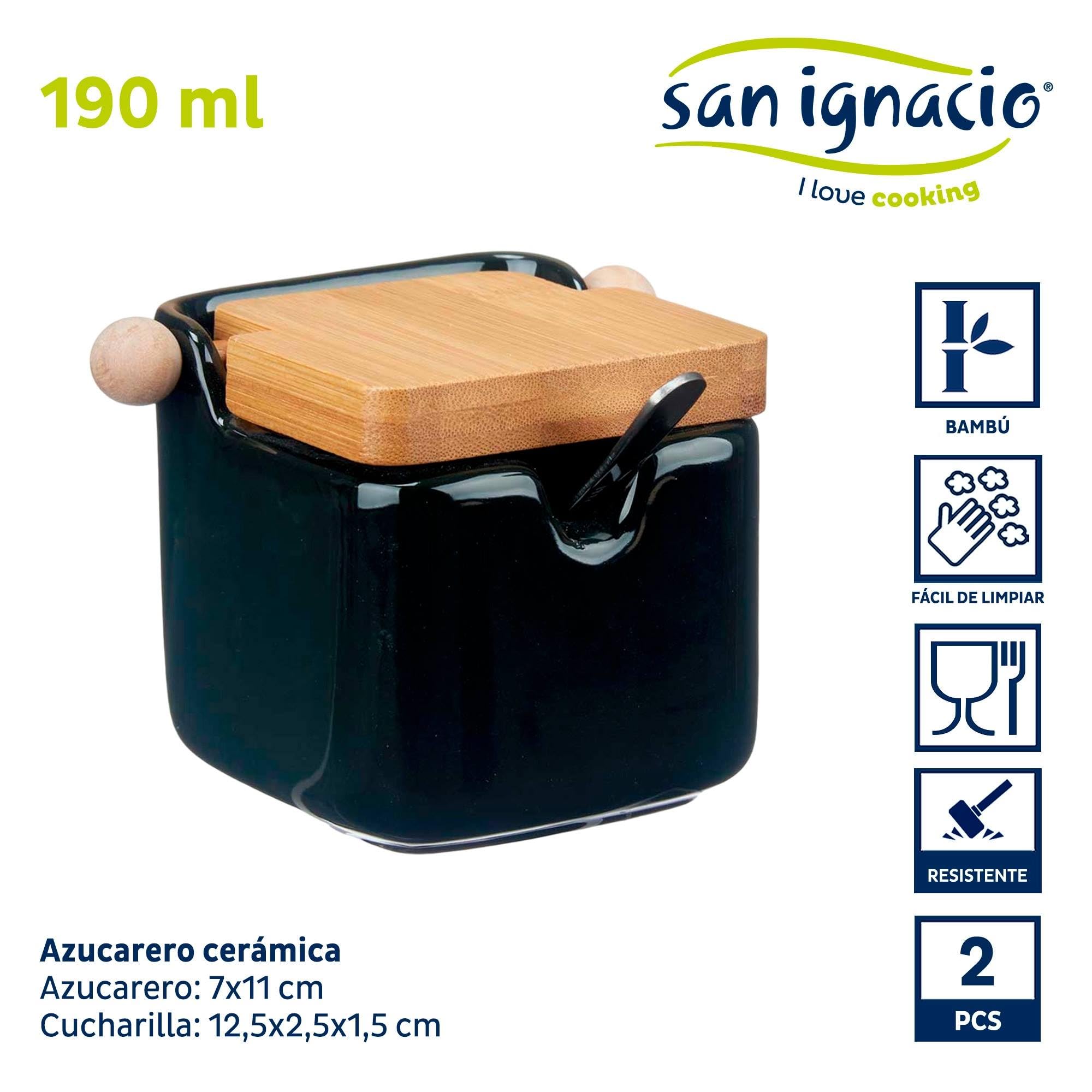 Image secondaire de Sucrier en céramique noire avec couvercle en bambou - Collection VESSIA