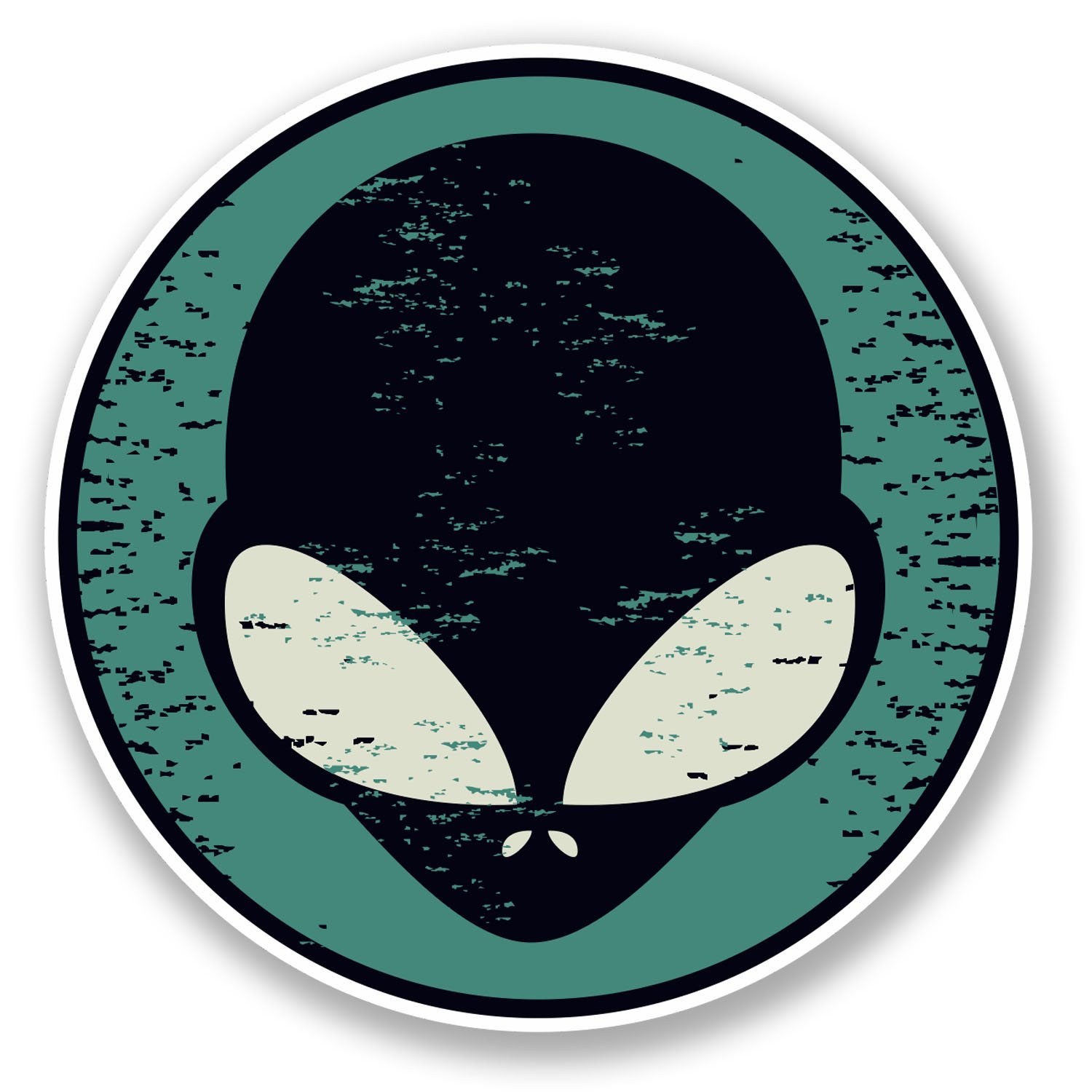 2 x 10cm Alien Vinyl Sticker Laptop Car Skateboard Skate Helmet Space UFO #5868 (10cm x 10cm)