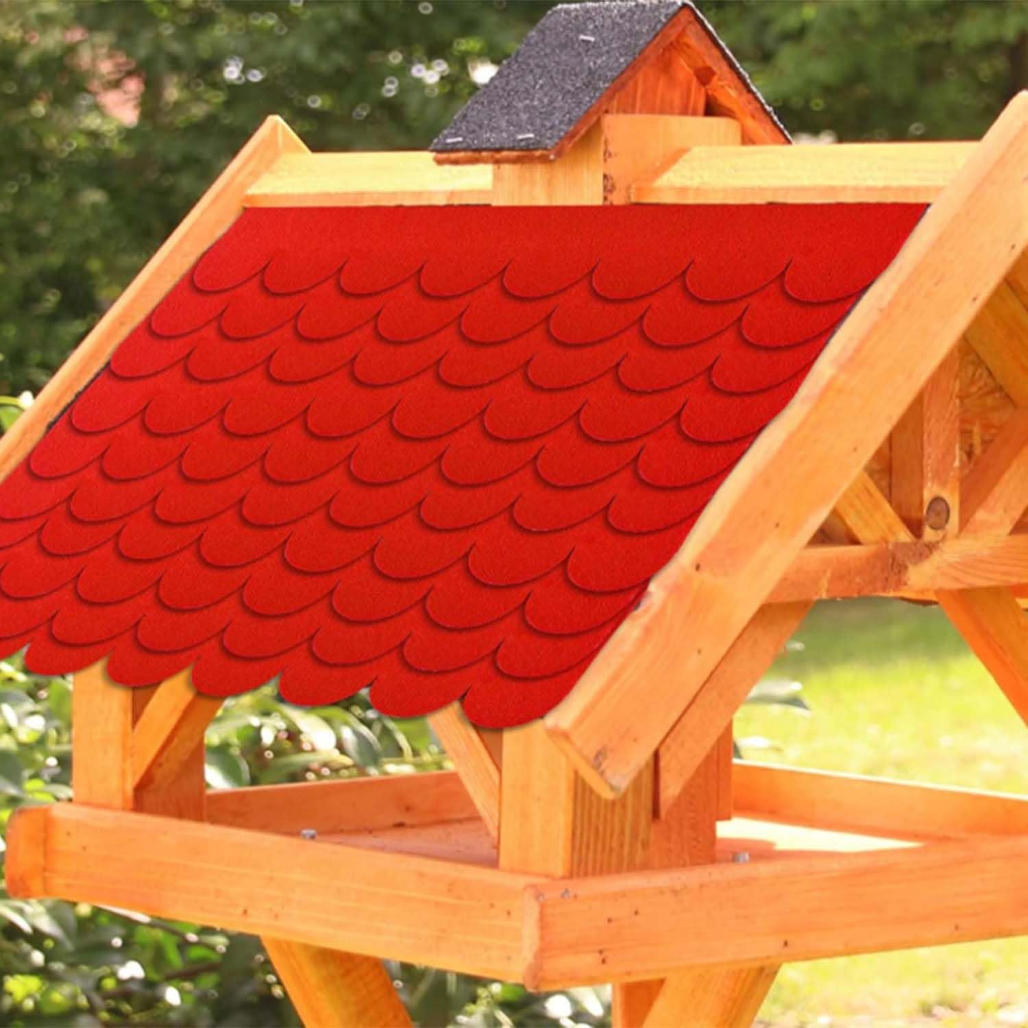 21 Piezas Tejas para Techos Autoadhesivas, Tejas De Fieltro Impermeables, Mini Juego De Tejas De Techo, para Tejados De Cajas Nido, Cajas Nido, Casetas para Perros, Tejados De Buzones (Rojo)