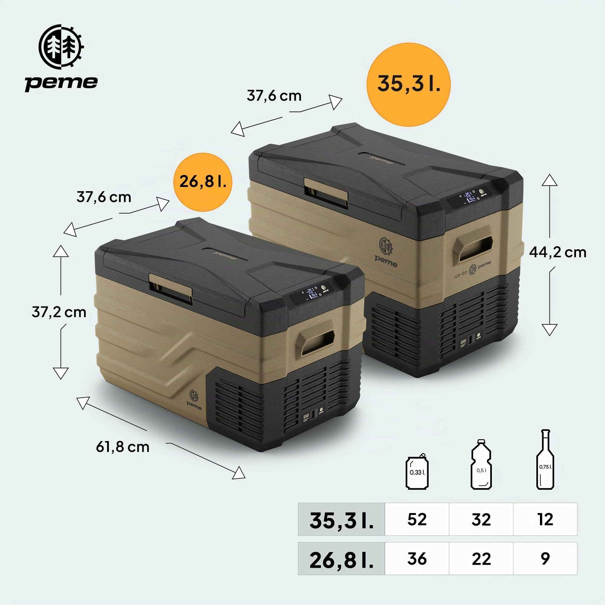 peme Nevera Compresor Portátil Eléctrica Refrigerador Coche Frigorífico para Camping Viaje Auto 12 24 v con Enchufe Silenciosa Portatil Congelador Frigorifico Camper Frigobar 26,8L - Quest
