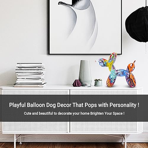 Miniatura 4 de Resin Balloon Dog Sculpture - Collectible Figurines Decor for Home | Office Desktop Resin Decors Balloon Dog Decor (Graffiti)