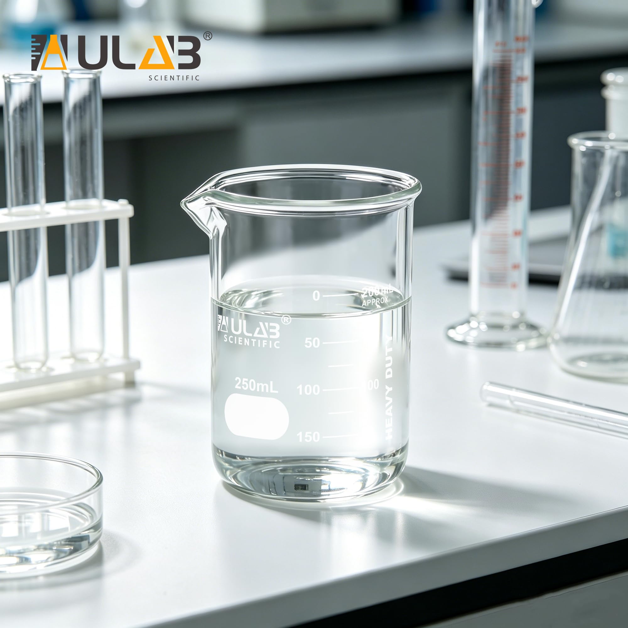 ULAB Scientific UBG1014 Lot de 6 gobelets en verre borosilicate 3.3 avec graduation imprimée 100 ml