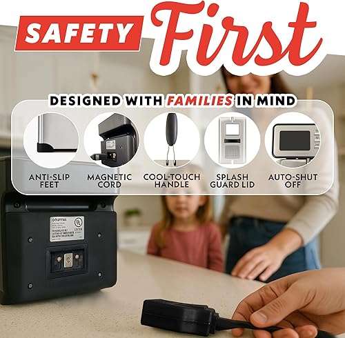 Miniatura 5 de Gourmia Freidora de encimera de 3.2 cuartos de galón freidora de aceite eléctrica con pantalla digital, control de temperatura ajustable de 280 F a