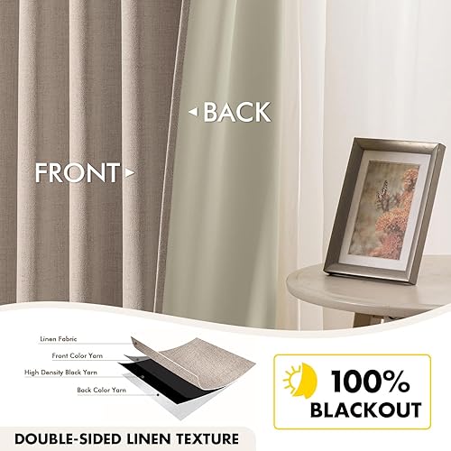 Miniatura 4 de EMEMA Cortinas de lino blanco natural de 72 pulgadas de largo para sala de estar, dormitorio, bolsillo para barra con pestaña trasera, cortinas de