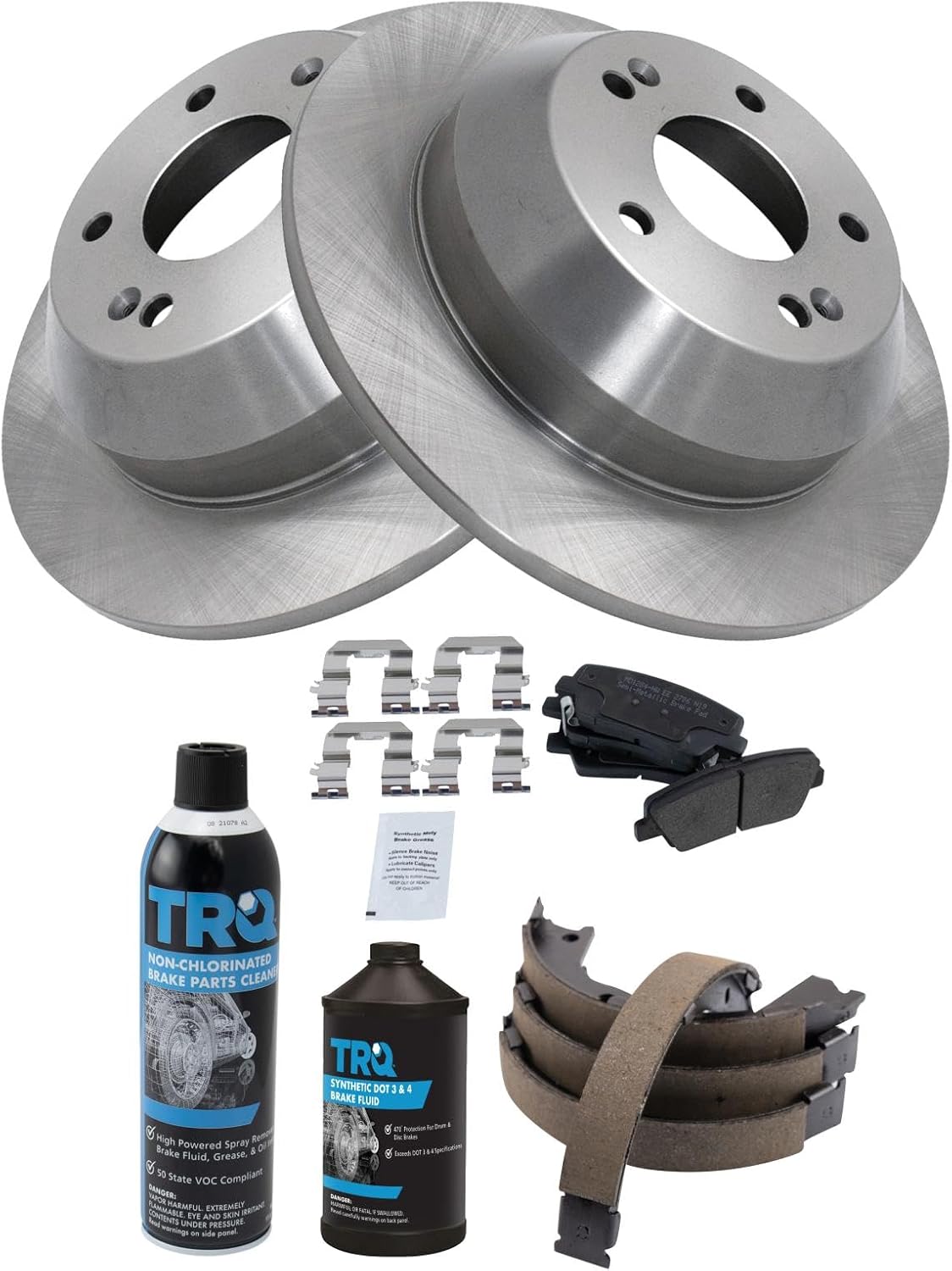 TRQ Rear Brake Pad & Rotor Kit Semi-Metallic Compatible with 10-12 Santa Fe 11-13 Sorento