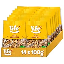 LIFE Noci Sgusciate – Frutta Secca, Snack in Pratico Sacchetto, Vegano 100% Naturale, Formato Convenienza 14 x 100g