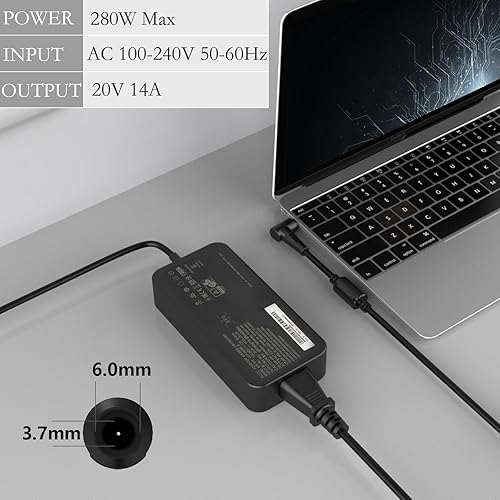 Miniatura 3 de Cargador de CA de 280 W para ASUS ROG Strix Scar 15 17 G532 G732 G732LWS Strix G15 G17 G513R G713R ASUS ROG G703GX ROG Zephyrus S17 GX703HM GX703HR