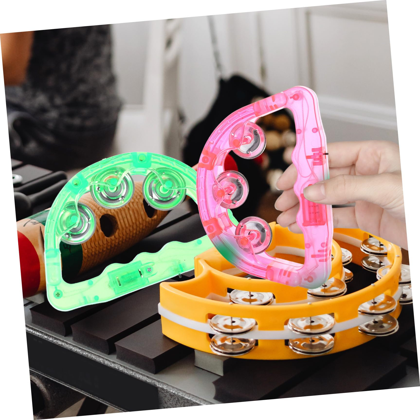 ERINGOGO 8piezas Sonajero Luminoso Pandereta Luz Led Juguete Para Accesorio Para Escenario De Fiesta Nocturna Suministros Para Fiestas