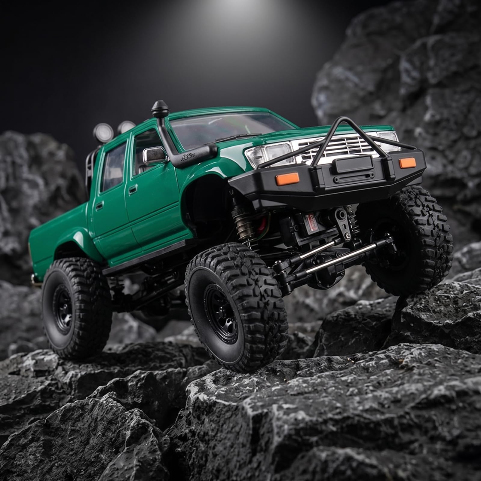 harayaa Veicolo Fuoristrada per Bambini Auto Radiocomandata Pickup Crawler 4x4 Camion Arrampicatore Telaio Cingolato Materiale Plastica Metallo Batteria, Verde