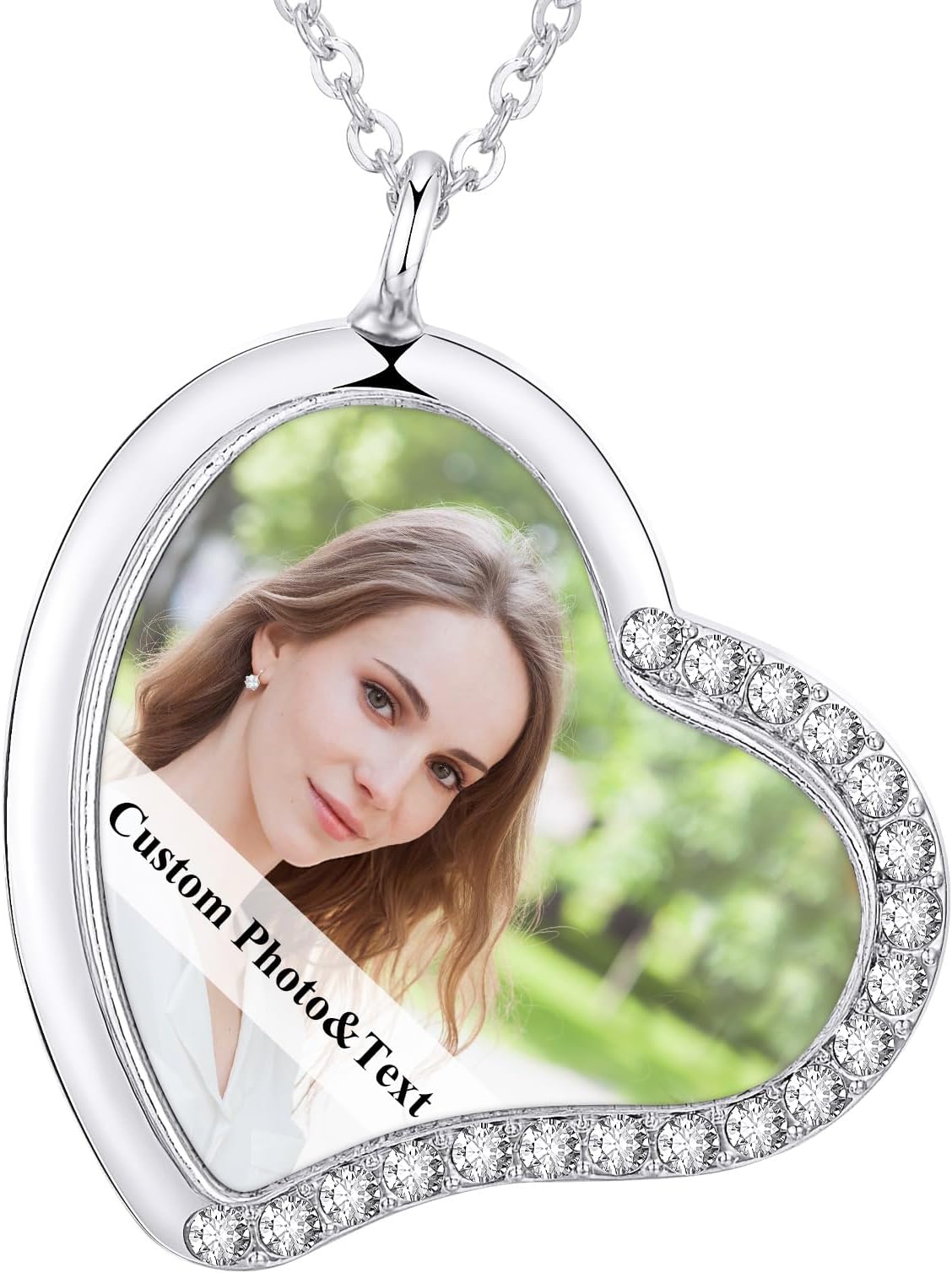 Premium Custom Necklaces with Pictures - Photo Necklace Picture Pendant Personalized Custom Memory Necklaces Angel Wings Round Chain Gifts for Men Women