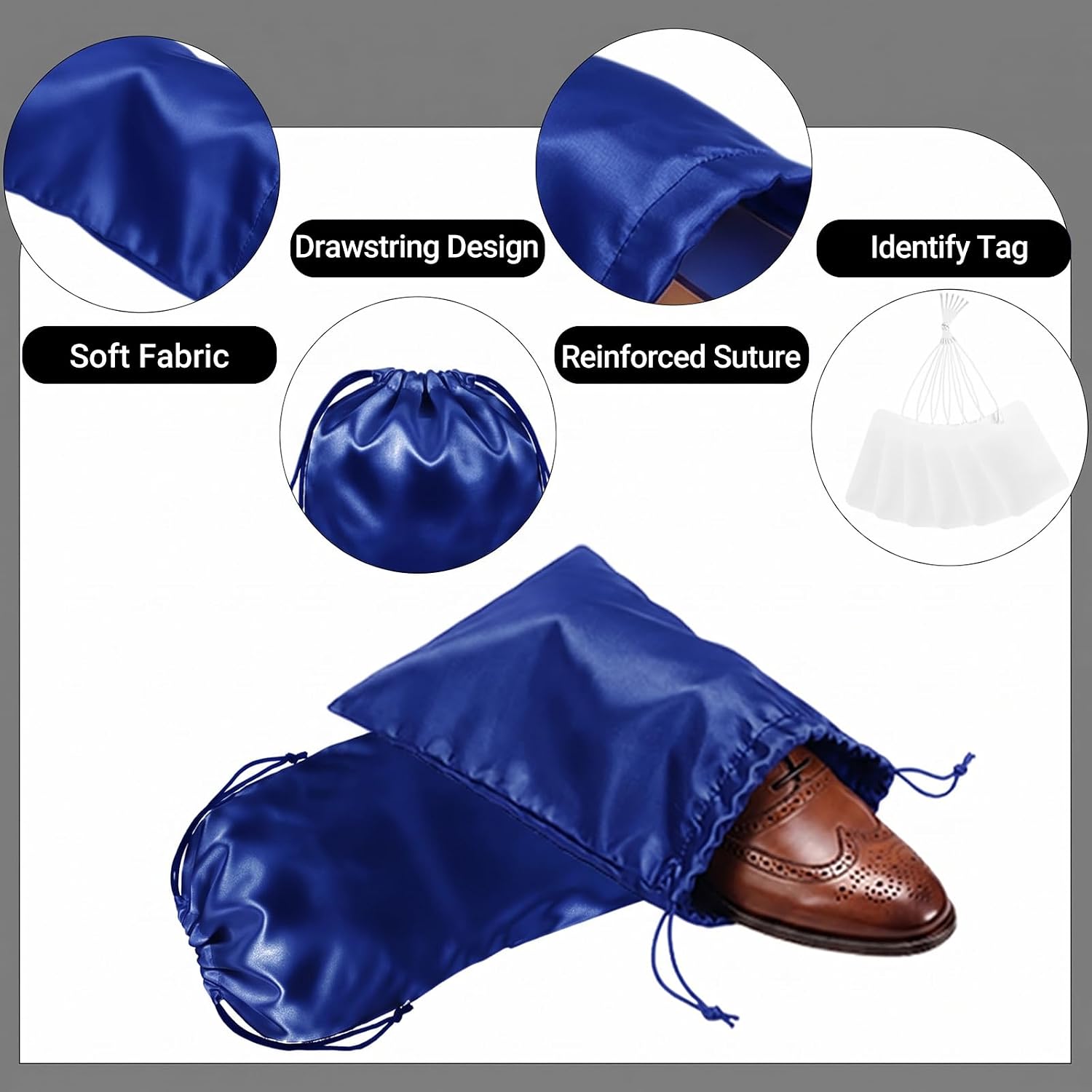 12 Pack Satin Dust Bags for Handbags Shoes, Purse Storage Royal Blue image 2