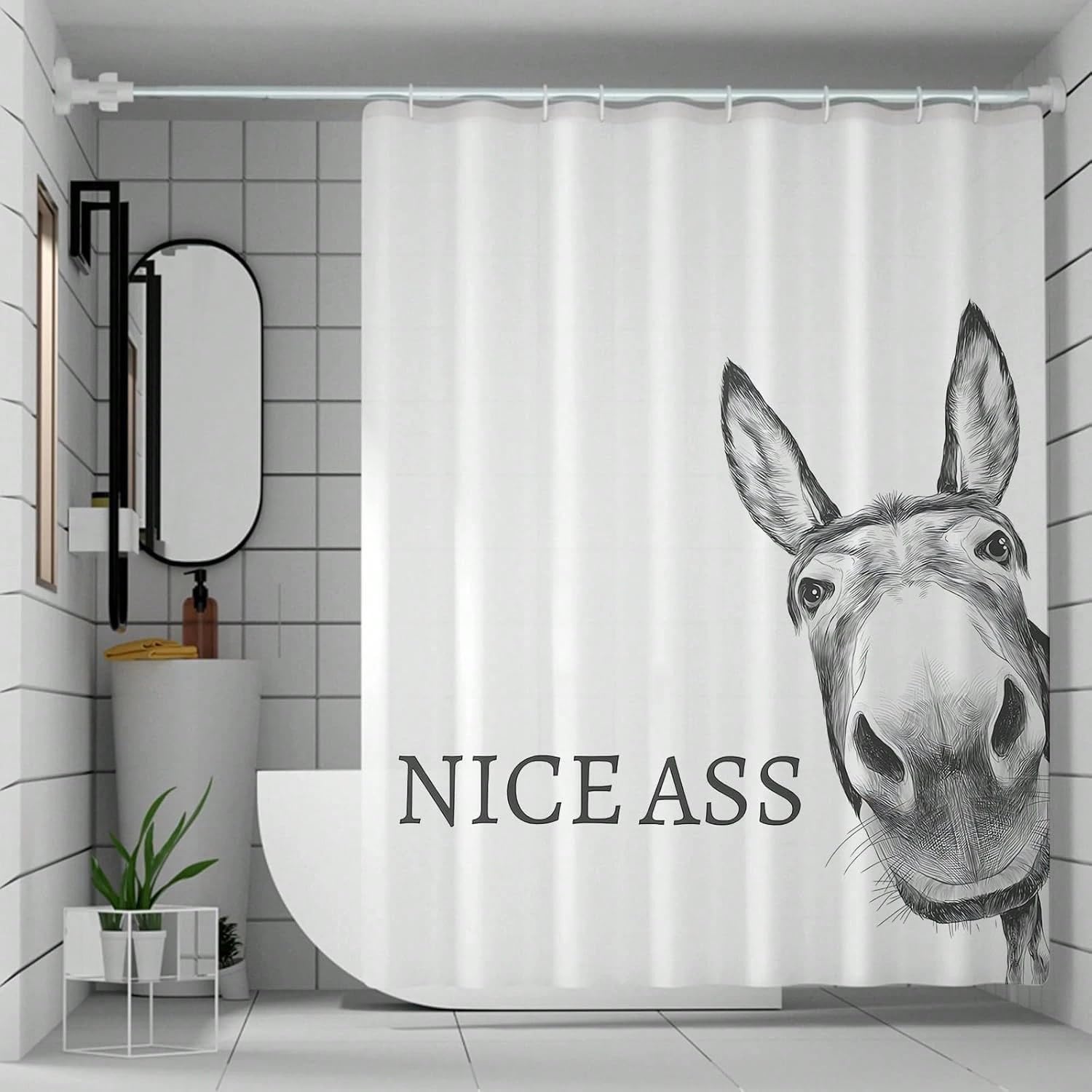 GLKSDLPO Funny Cat Shower Curtain, Waterproof Fabric Shower Curtain Set for Bathroom Decor(180x300cm/71x118in(WxH)