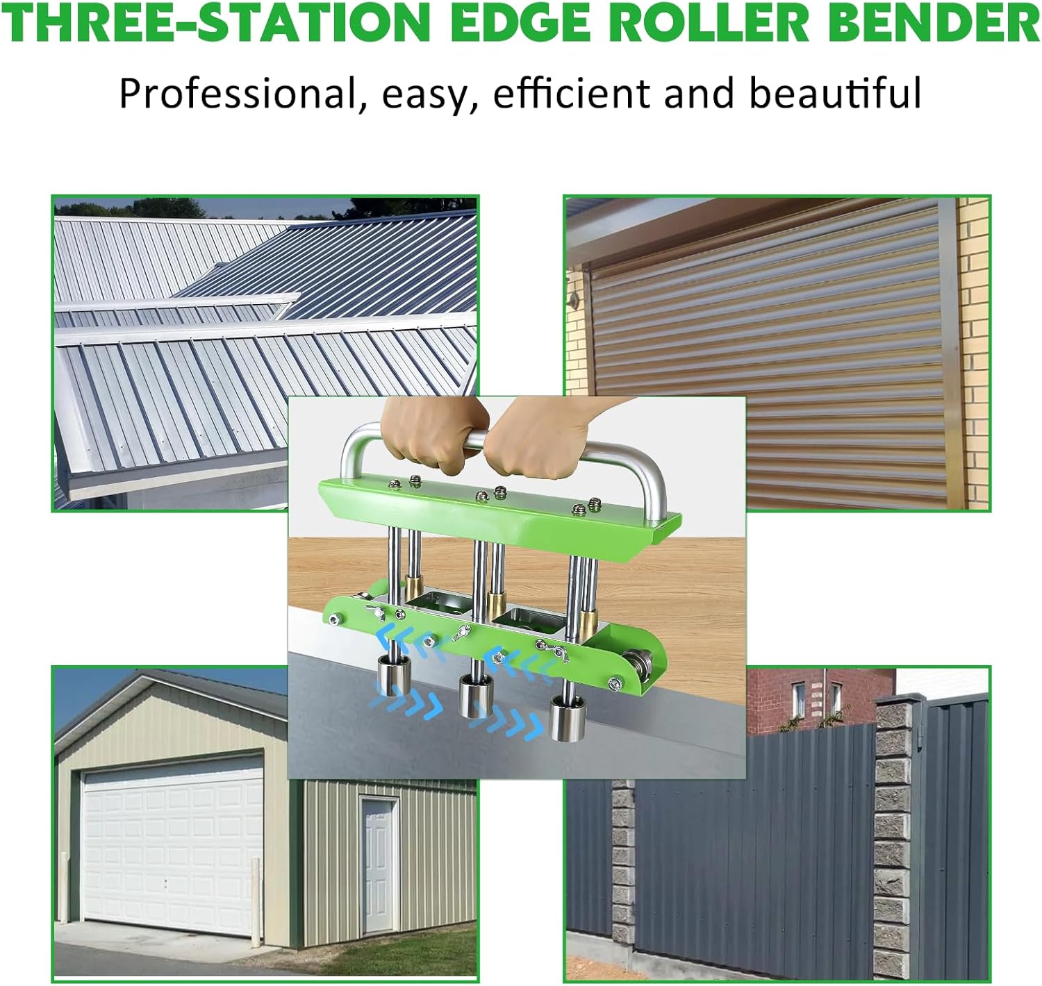 Three-Station Edge Roller Bender 0-90°Bending Angle Adjustable for 29 to 22-Gauge Steel,Making 5/8" to 4" (16 to 102 mm) Bends Large Sheet Metal Bender