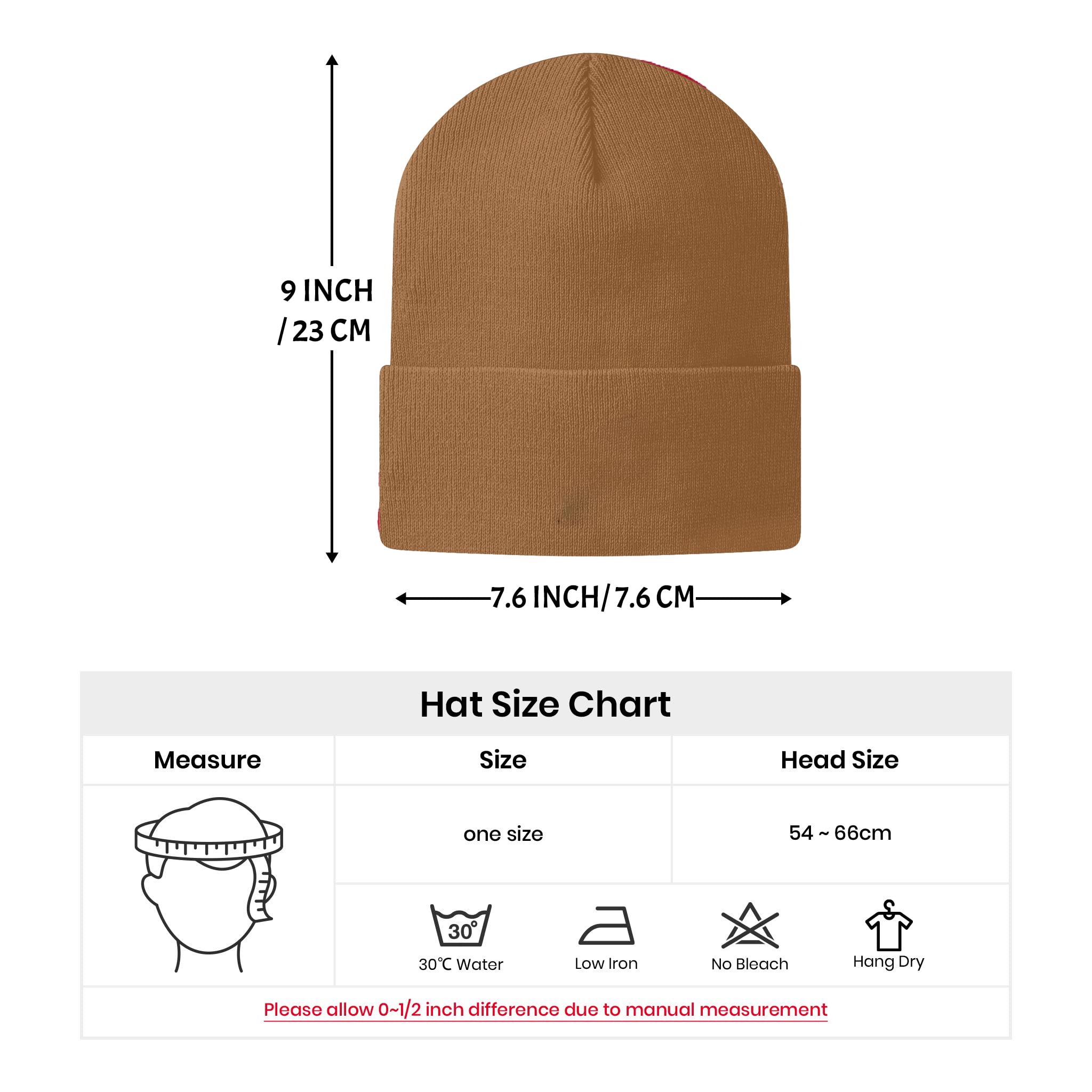 Ulikuwa Embroidery Acrylic Beanies Knit Hats for Women Men, Cute Pink Axolotl Winter Beanie Warm Skull Cap, Brown
