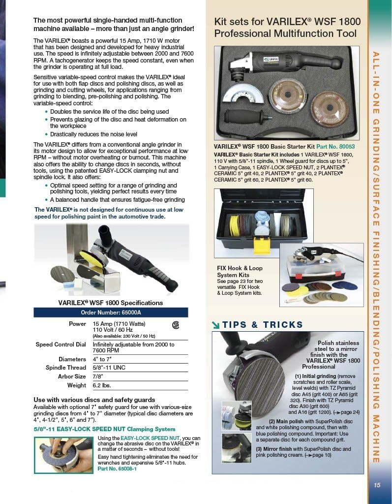 CS Unitec 80050U Fix Hook and Loop System Fix Starter Kit for Surface Finishing and Polishing of Sheet Metal, Varilex WSF 1800 Included