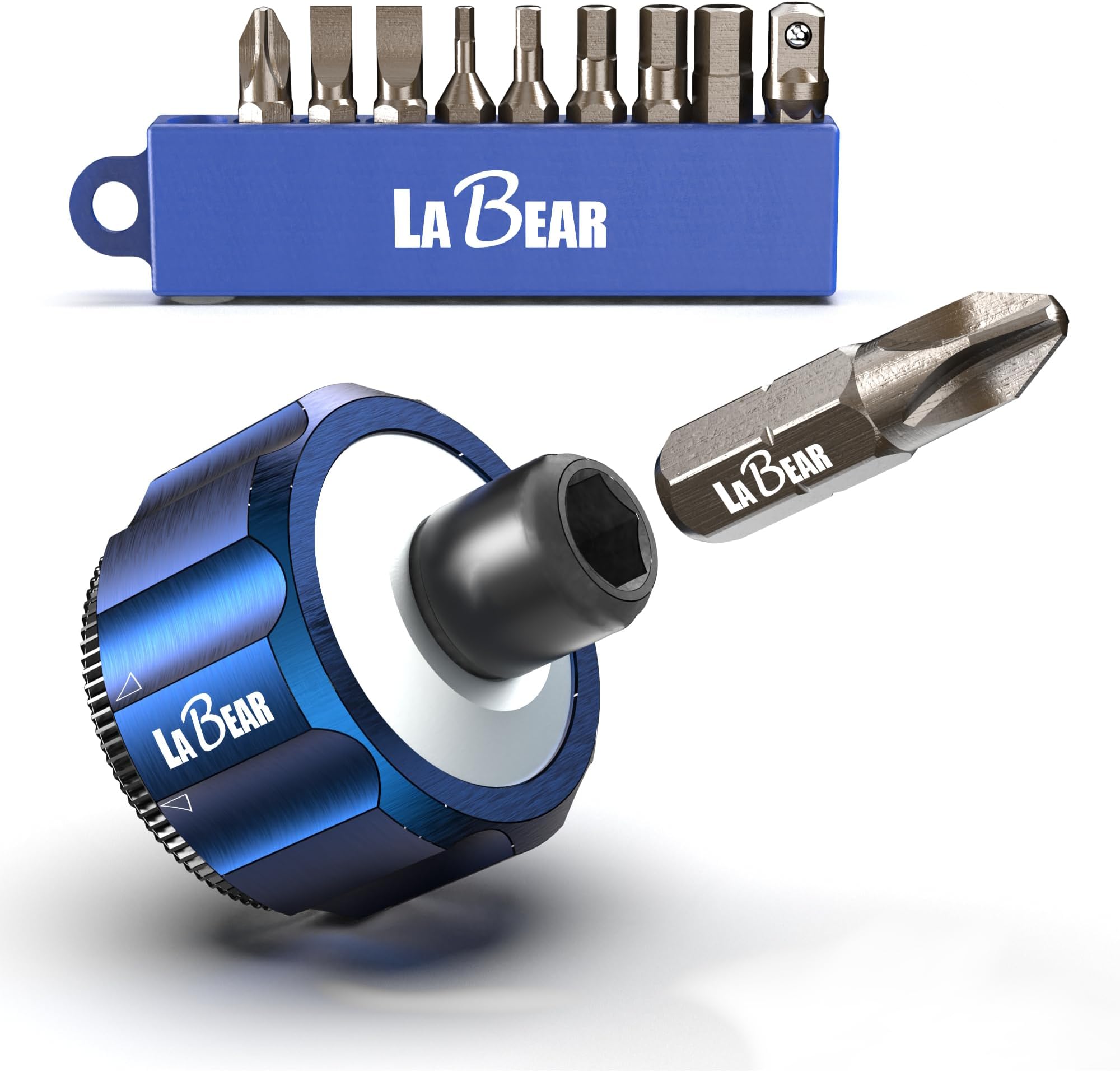 LABEAR 11pcs 1/4" DR Palm Ratchet kit, Mini Finger Ratchet, Gear Wrench, Screwdriver Bits with Philips,Slotted