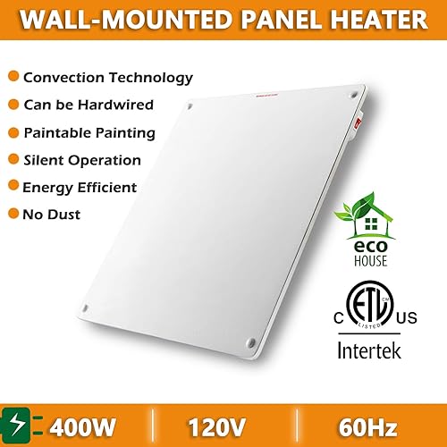 Miniatura 4 de Panel calentador de espacio de montaje en pared, calentador de convección de 400 W, calentador de pared de cerámica de pie, funcionamiento