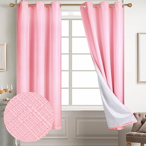 Miniatura 83 de Diraysid Cortinas 100% opacas de lino blanco para dormitorio, con ojales, aislamiento térmico, cortinas de oscurecimiento de habitación (2 paneles,