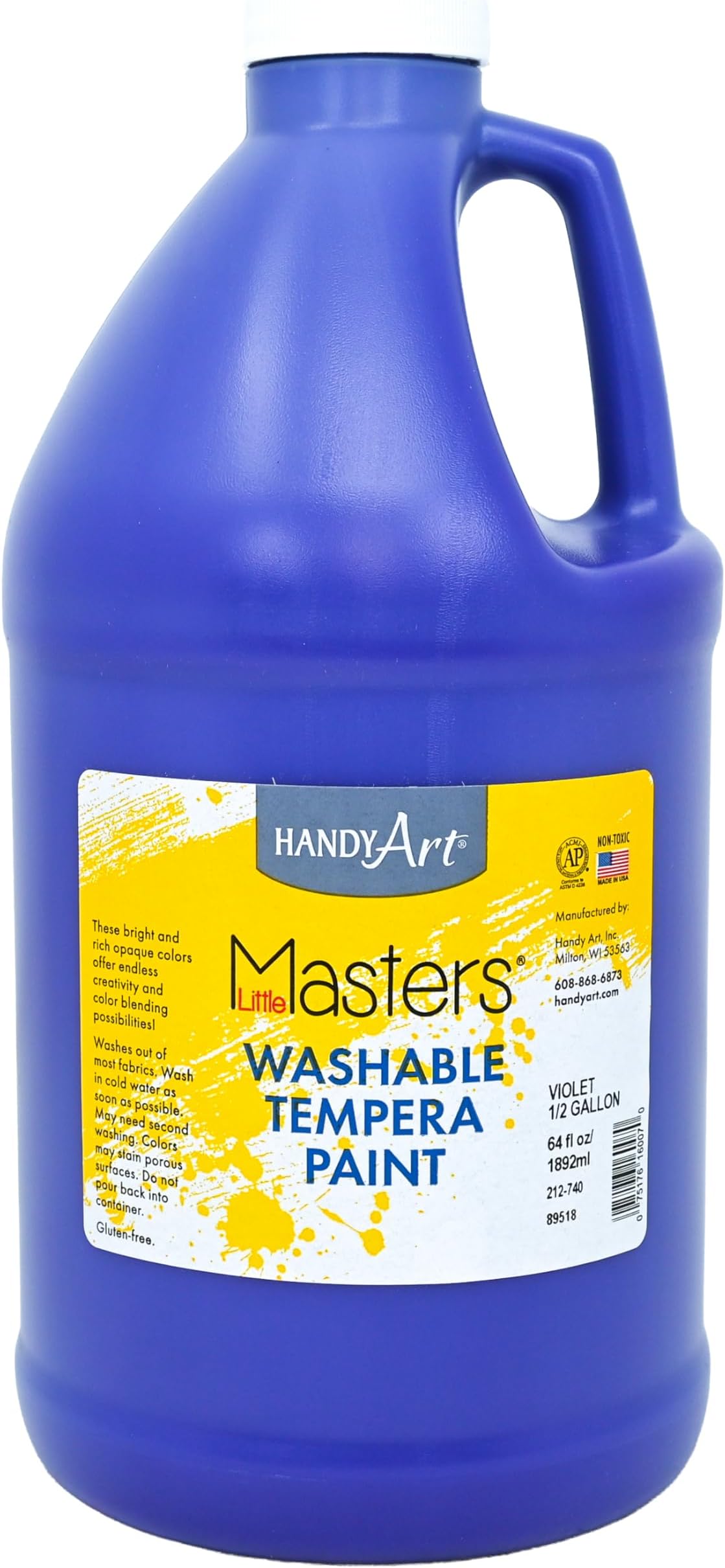 Little Masters Washable Tempera Paint, Violet, Half Gallon 64 oz Bottle, Bright & Mixable, High Opacity, Washable Colors for Classroom, Students, Kids, Safe & Non-Toxic, Made in USA
