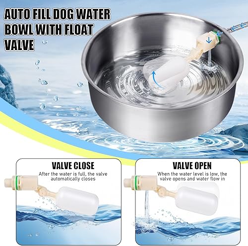 Miniatura 2 de Dispensador automático de agua para perros, razas grandes, acero inoxidable, llenado automático, bebedero para perros con válvula de flotador, canal