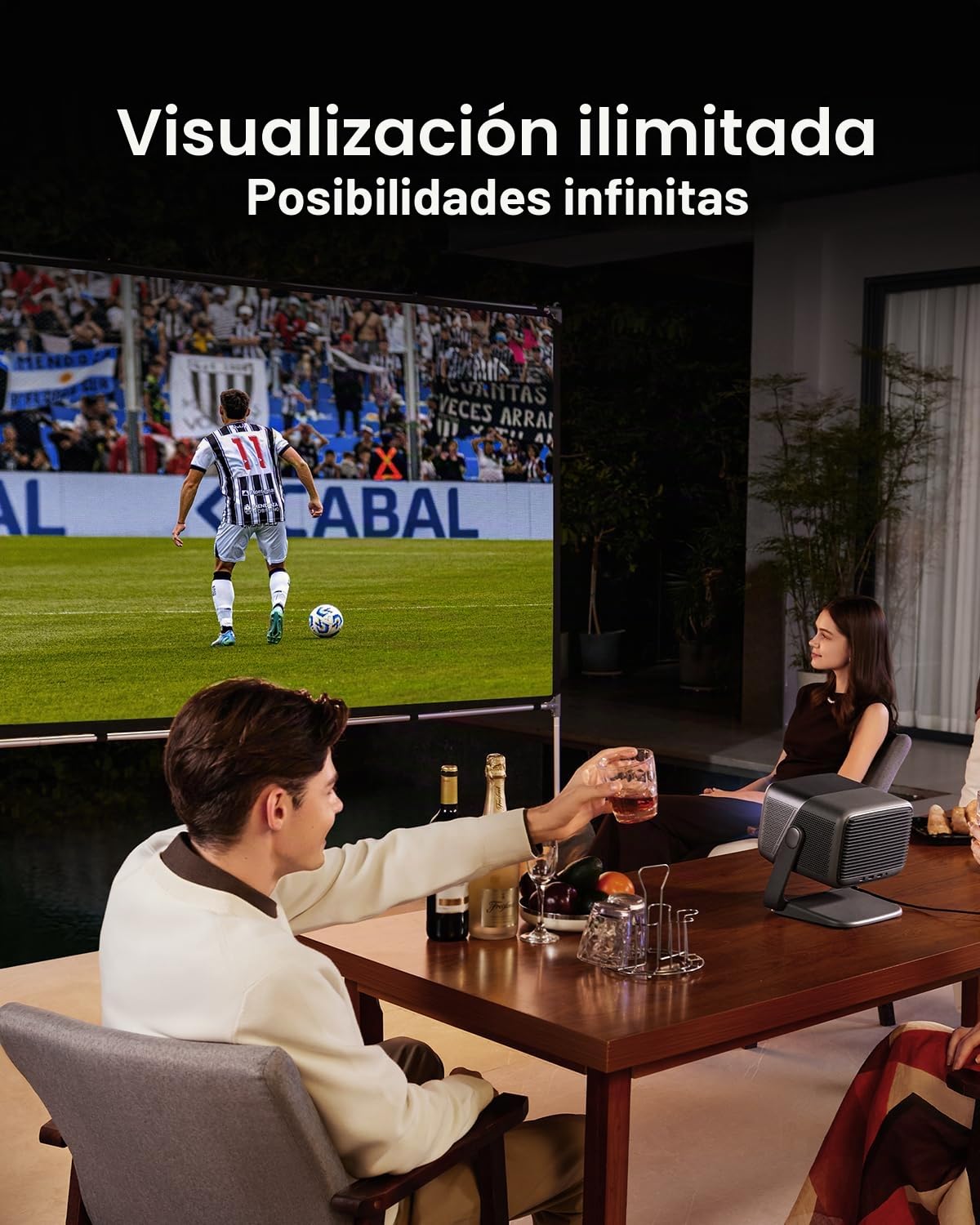 JMGO Pantalla de proyector de 100 pulgadas, soporte 4K/3D/HDR, antiarrugas, alto contraste, proyección frontal y trasera, fácil instalación para cine en casa, películas al aire libre, oficina y juegos
