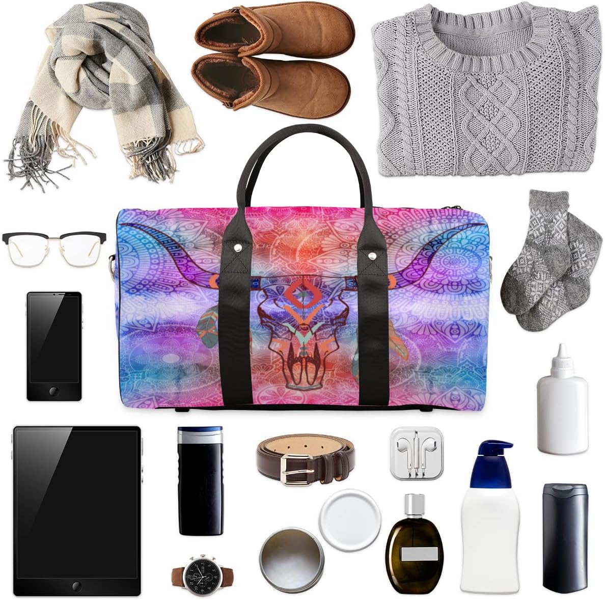 Mandala Sheep Dreamcatcher Travel Duffel Bag for Women Men Large Capacity Overnight Weekender Bags for Lightweight Waterproof Sport Gym Bag for Workout Yoga Swim