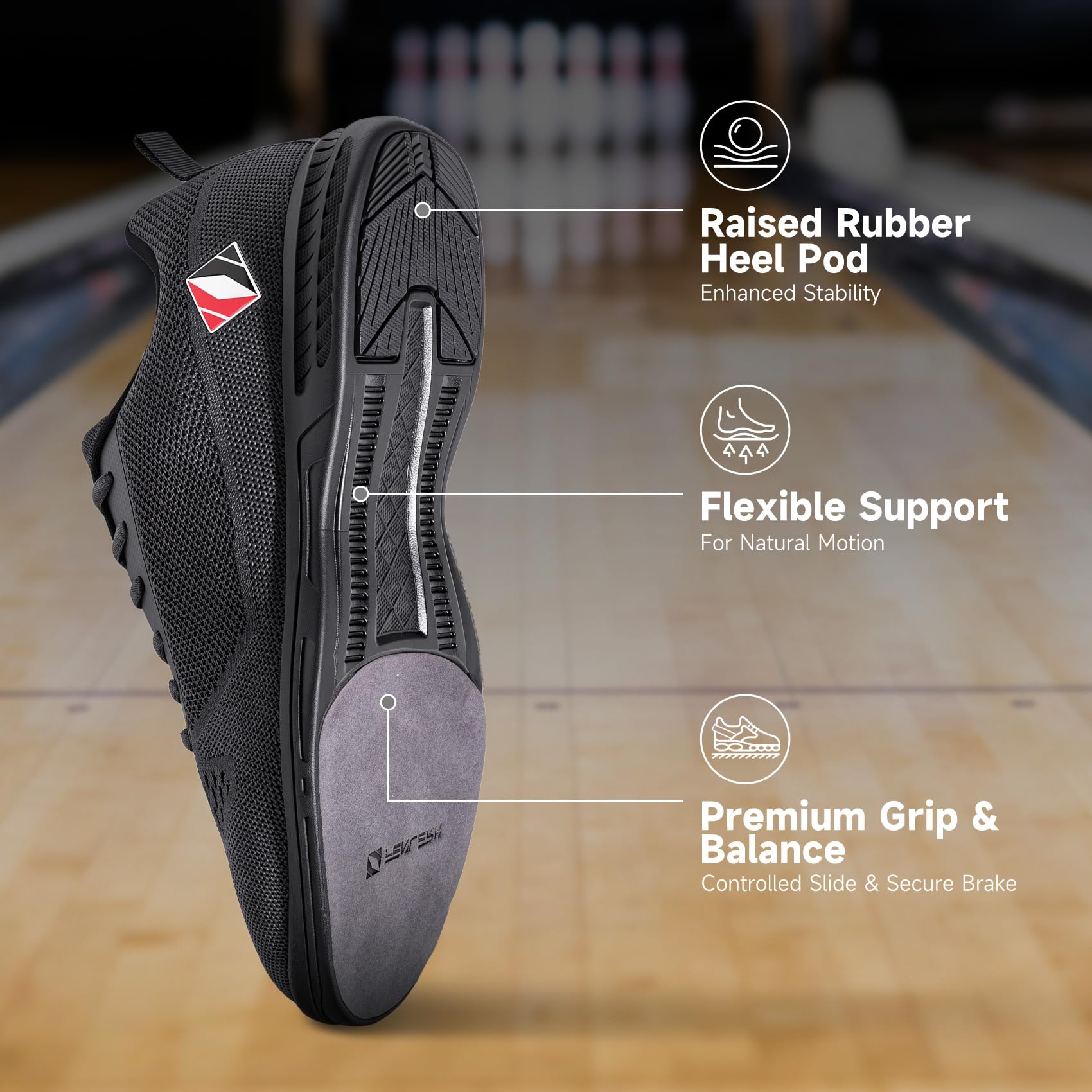 Bowlingschuhe für Herren, universelle Gleitsohle, für Links- oder Rechtshänder, ideal für Bowlingübungen und Ligaspiele