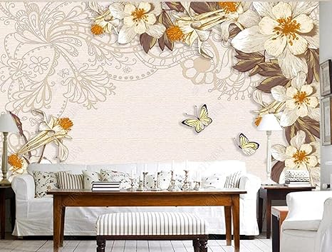 Amazon Diy3d壁紙不織布 北欧のレトロな茶色の花と蝶 リビングルームの壁の装飾アート壁画寝室のテレビの背景キッズガールズルーム 250x175cm 壁紙 Amazon Diy3d壁紙不織布 北欧のレトロな茶色の花と蝶 リビングルームの壁の装飾アート壁画寝室のテレビの背景キッズガールズルーム 250x175cm 壁紙