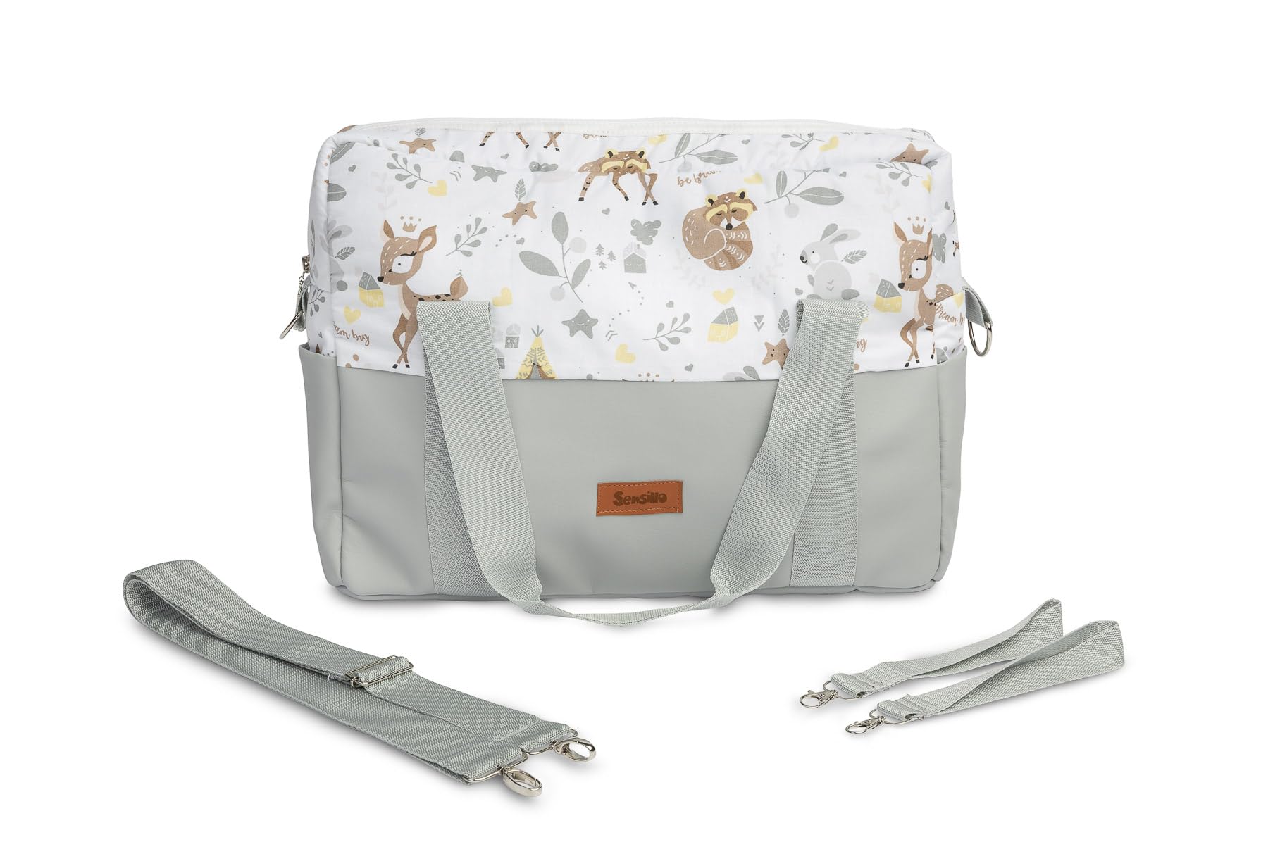 Wickeltasche Kinderwagen - Kinderwagen Organizer - Kinderwagentasche mit Reißverschluss, Kinderwagenbefestigung, mit kurzen Griffen und langem Schulterriemen