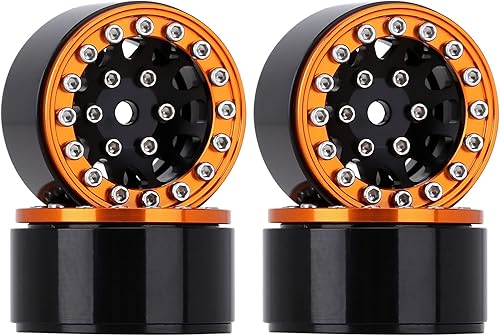 Miniatura 8 de INJORA Llantas de rueda 1.0 RC de metal Beadlock llantas para todos los accesorios de actualización de automóvil a escala 124 axial SCX24 (negro y