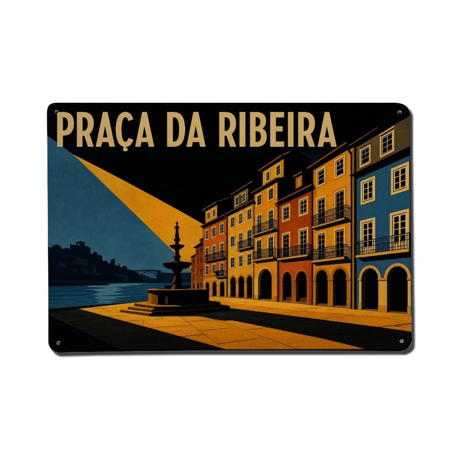 Metal Tin Sign Portugal Ribeira Vintage Travel
