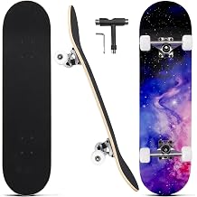 Skateboards for Beginners Adults Youths Teens Kids Girls Boys 31 Inch Pro Complete Skate Boards 7 Layer Canadian Maple Double Kick Concave Longboards