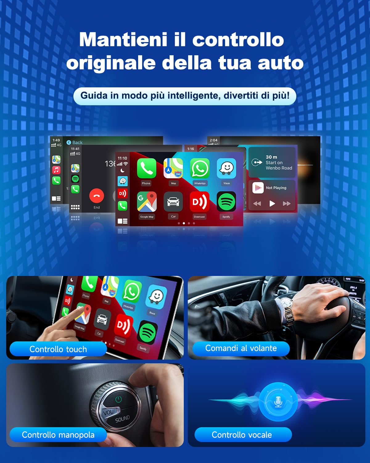 Carlinkit Adattatore wireless per auto CarPlay e Android, mini ultra 3 converte OEM cablato a wireless per iPhone e Android 11+, USB-A/Type-C Plug & Play, connessione veloce, aggiornamento online