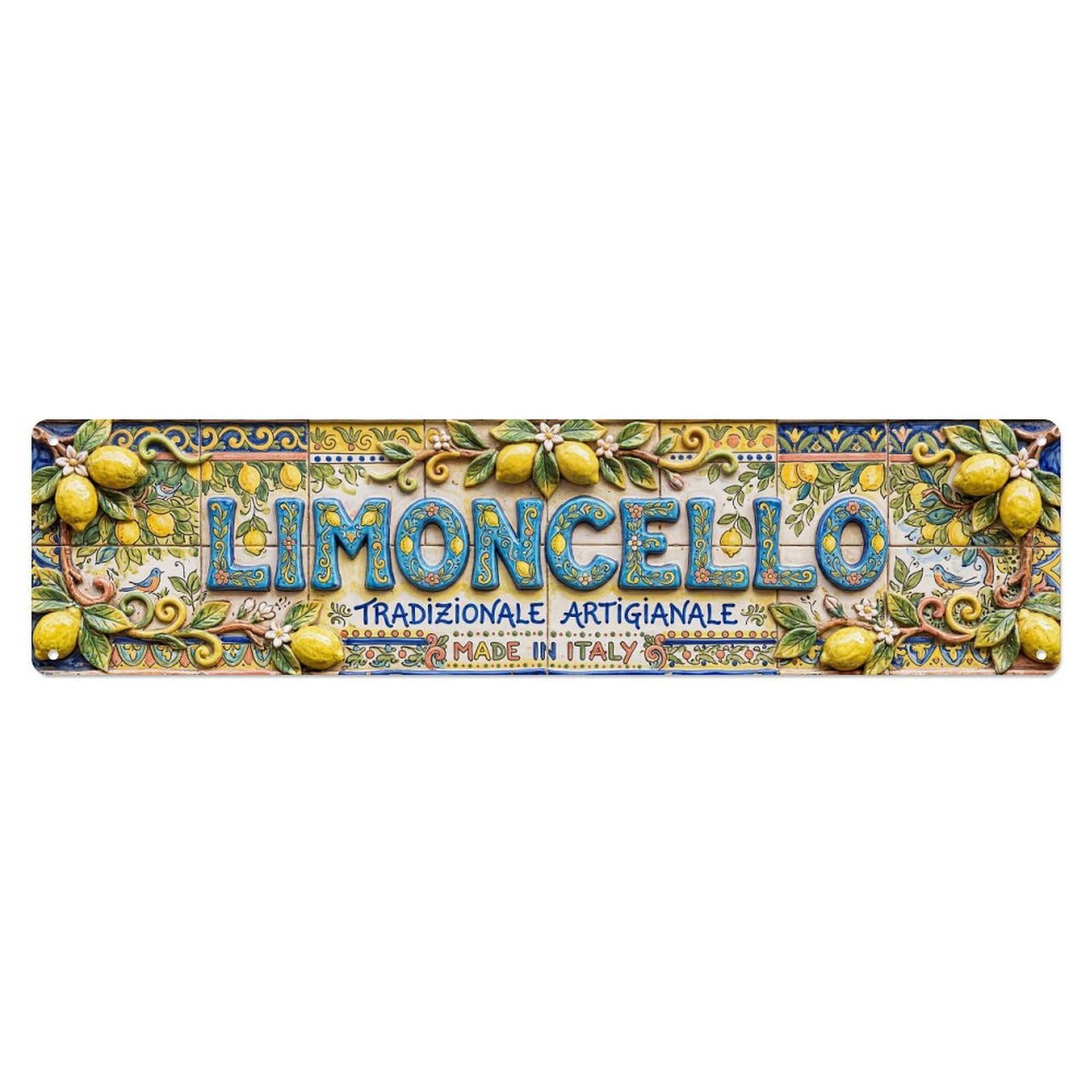 Gtthok Vintage Style Vintage Limoncello Pottery Italian Kitchen Metal Tin Sign Plaque Wall Decor For Cafe, Club, Garden Metal Poster 4X16inch