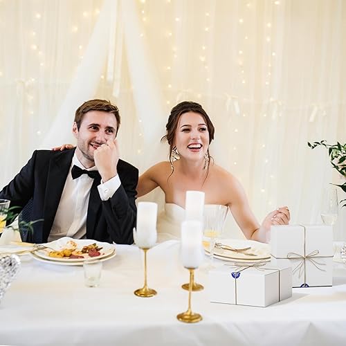 Miniatura 8 de MESHA Cajas de regalo blancas de 8 x 8 x 4 pulgadas, 100 cajas de regalo con cordel, cajas de propuesta de dama de honor con tapas para regalos,