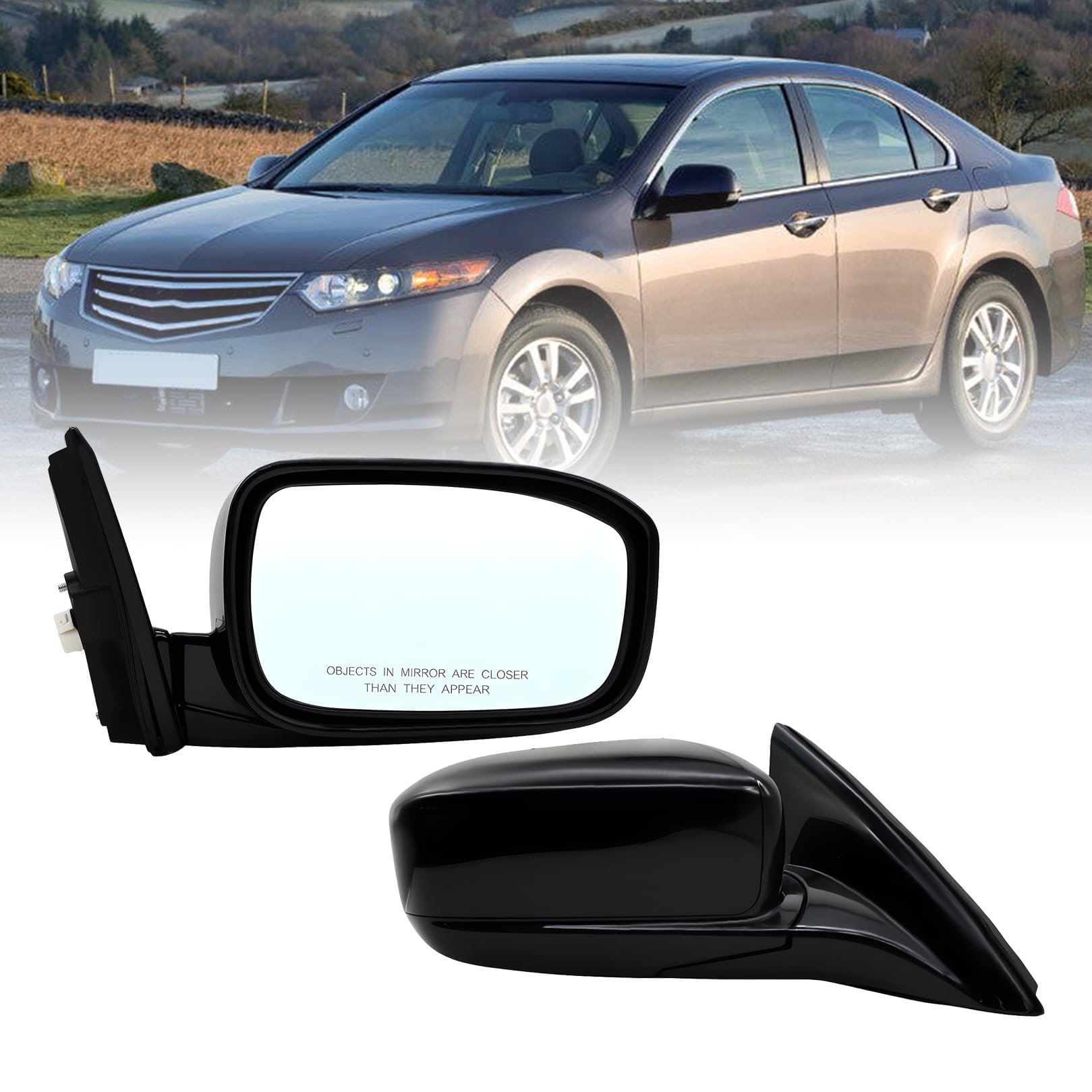 Photo 1 of Jecoupoon Right Passenger Side Mirror Assembly Compatible with Accord 2003-2007 Side Door Mirror Manual Folding and Power Glass HO1321152 76200-SDA-A13ZA Gloss Black (3Pins)