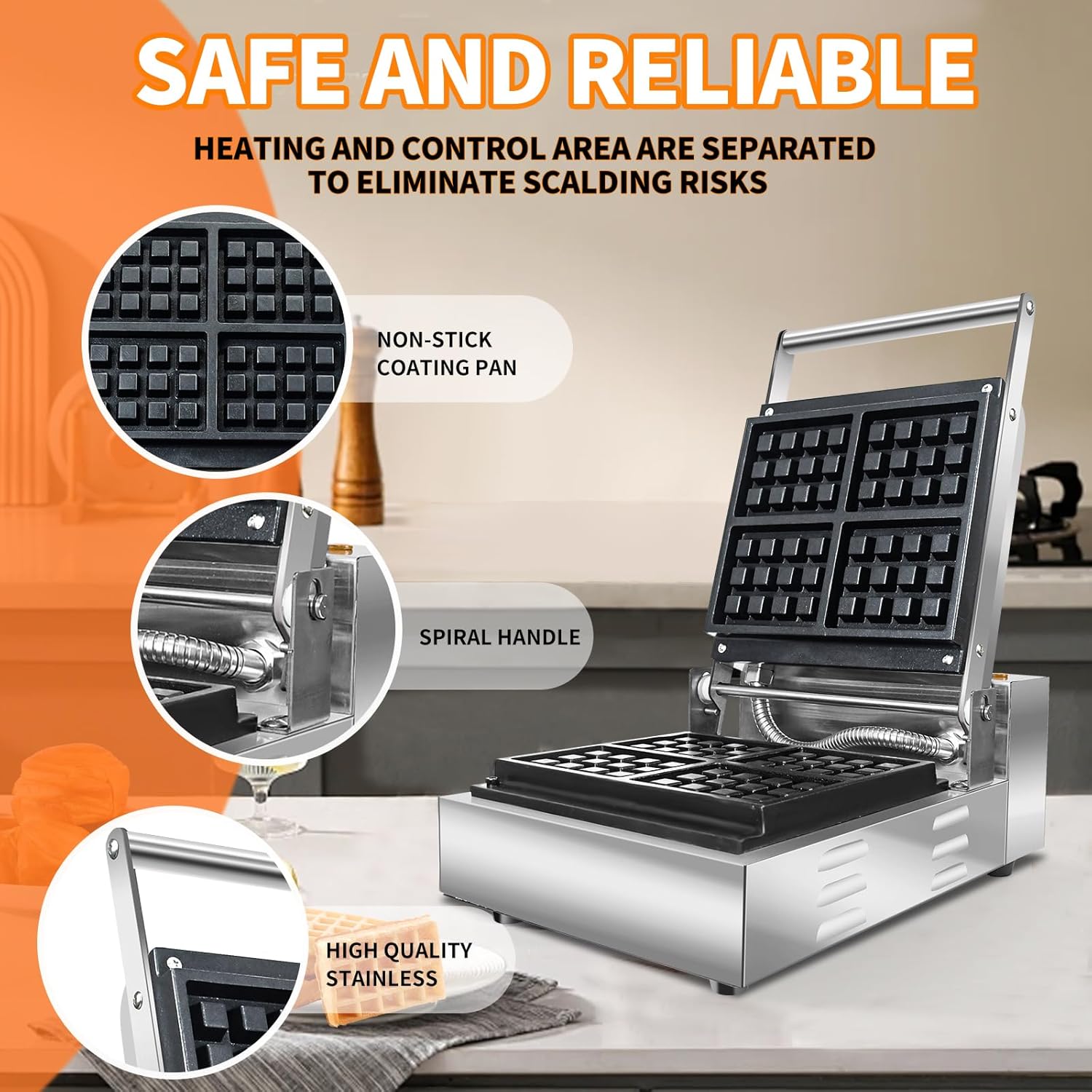 Li Zhen 4-Slice Mini Waffle Maker: Safe and Reliable Design