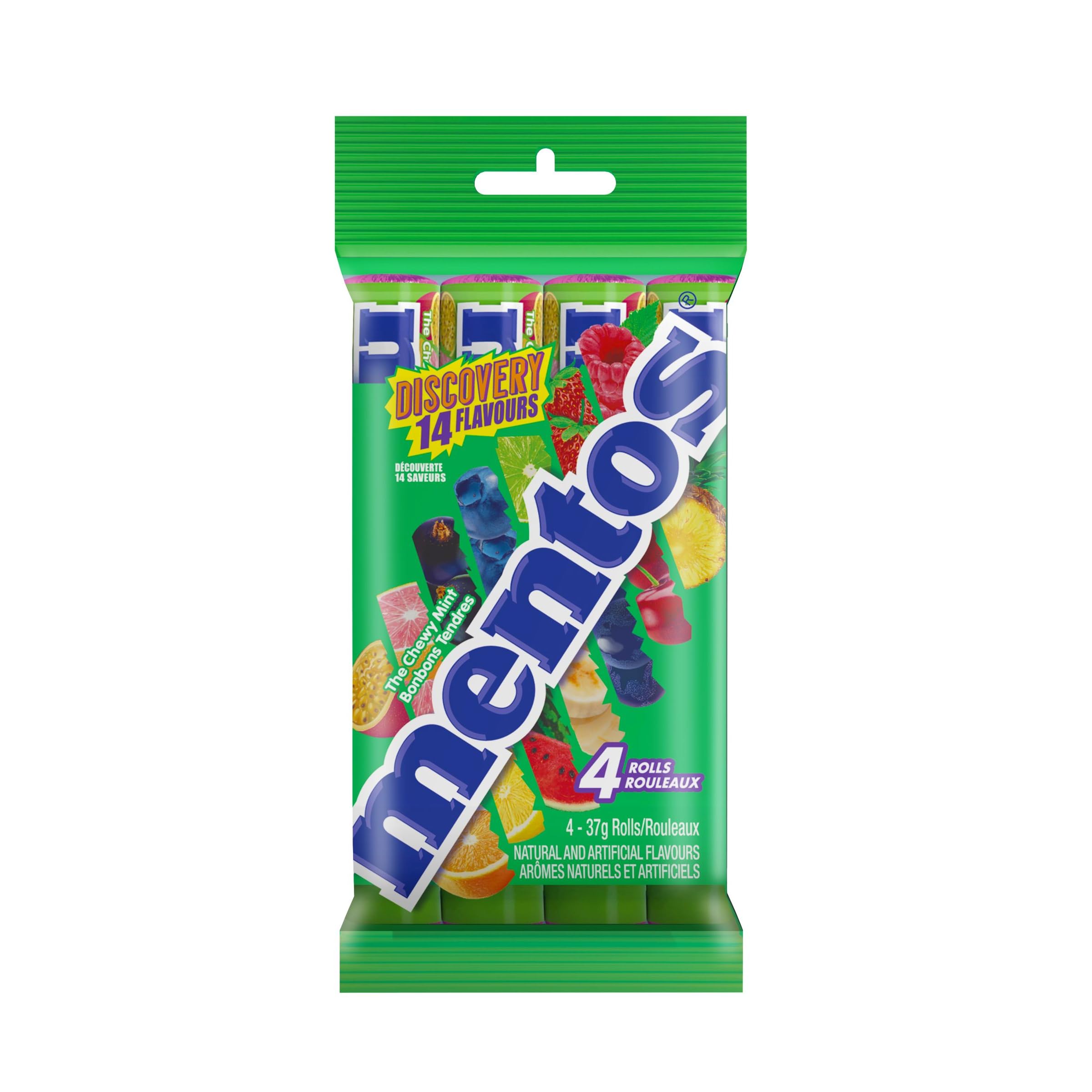 Mentos Chewy Mints Discovery - Pack of 4 Rolls (56 Pieces) 37g per roll
