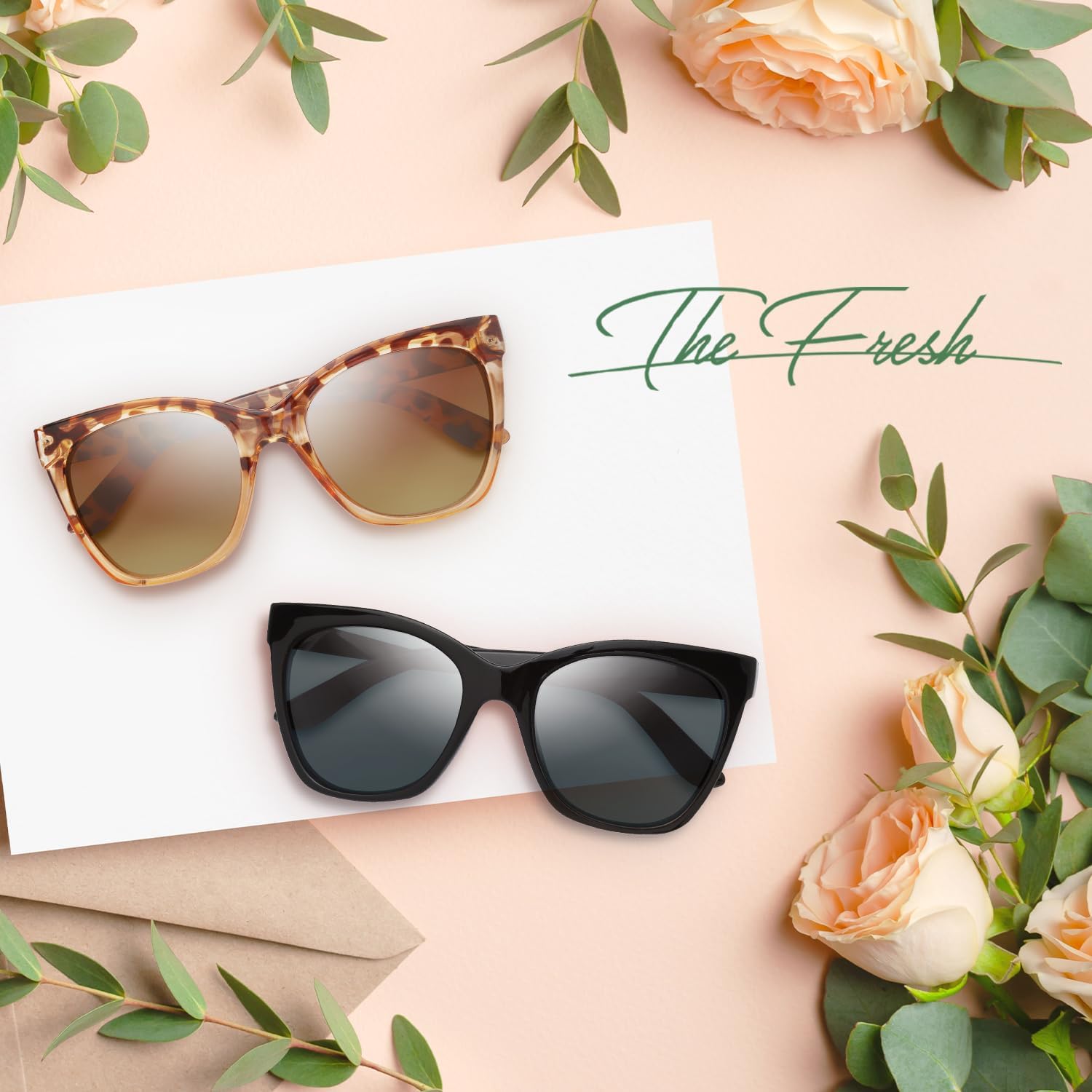 The Fresh Women's Polarized Fashion Tip Pointed Cateye Sunglasses - Gift Box Package - Image 5